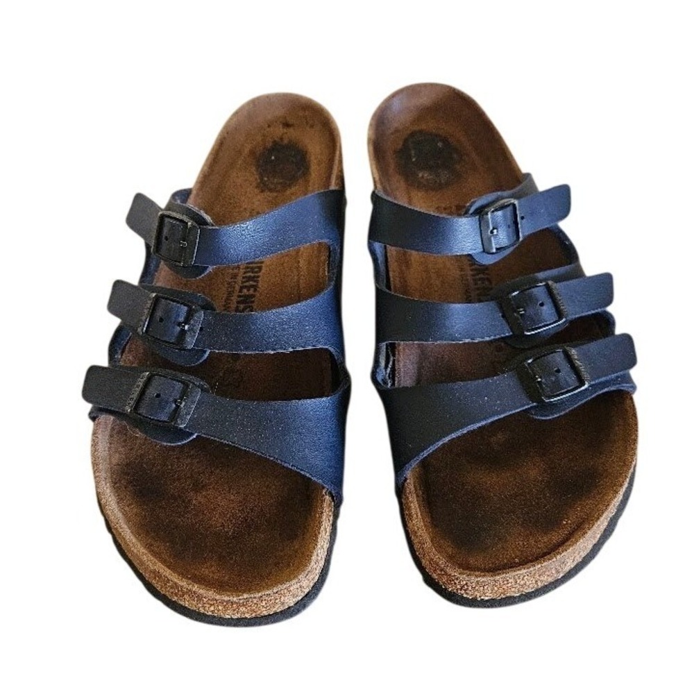 Birkenstock Florida Soft Footbed Blue Sandals 3 Strap Comfort Slides EU 42 US 11